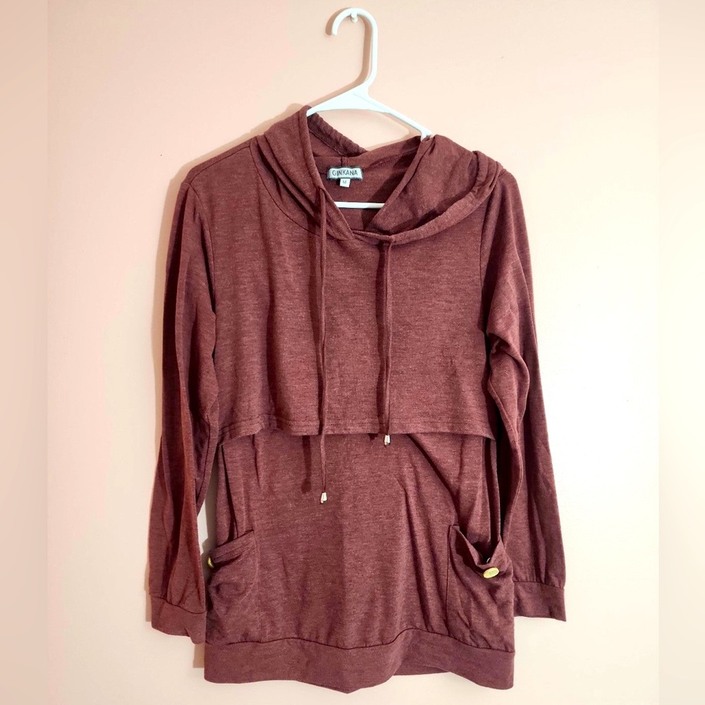 Nursing hoodie with easy access for breastfeeding, fits like a small-medium.